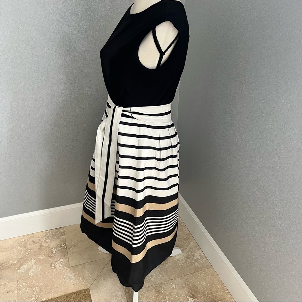 Dressbarn Black and White Pleated Midi Dress - Picture 4 of 14